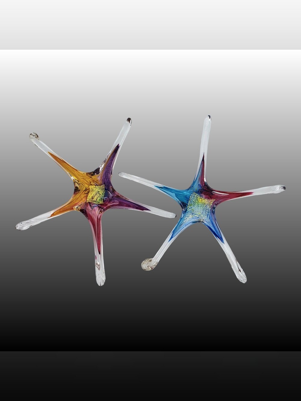 Luke Adams Glass Art Starfish Suncatcher Lot ×2